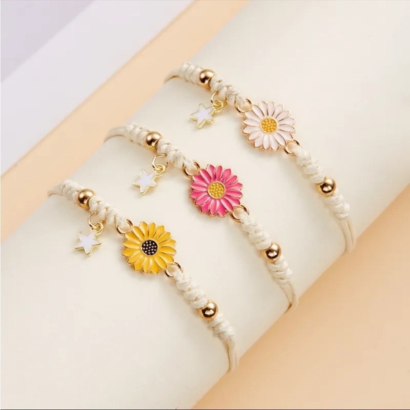 Accessories - Flower Alloy Wax Rope Drawstring Bracelet